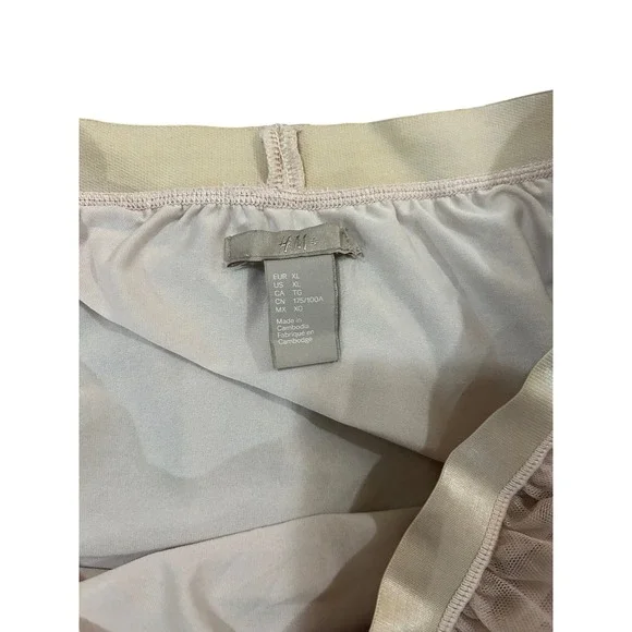 HM Women XL Light Pink Tulle Midi Skirt Elastic Waist A-Line Mesh Layered Pastel - Picture 4 of 4